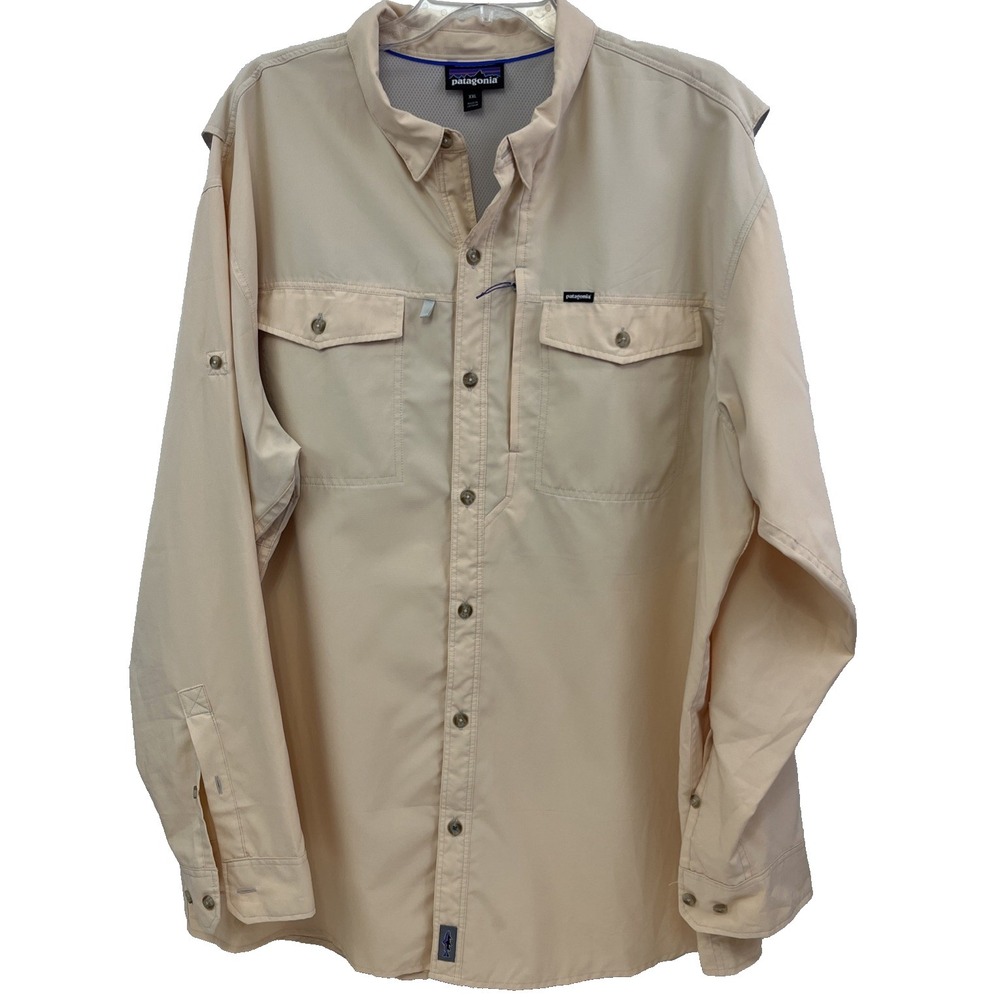 Patagonia Sol Patrol II Men's Shirt XXL Beige Long Sleeve Fishing Hiking